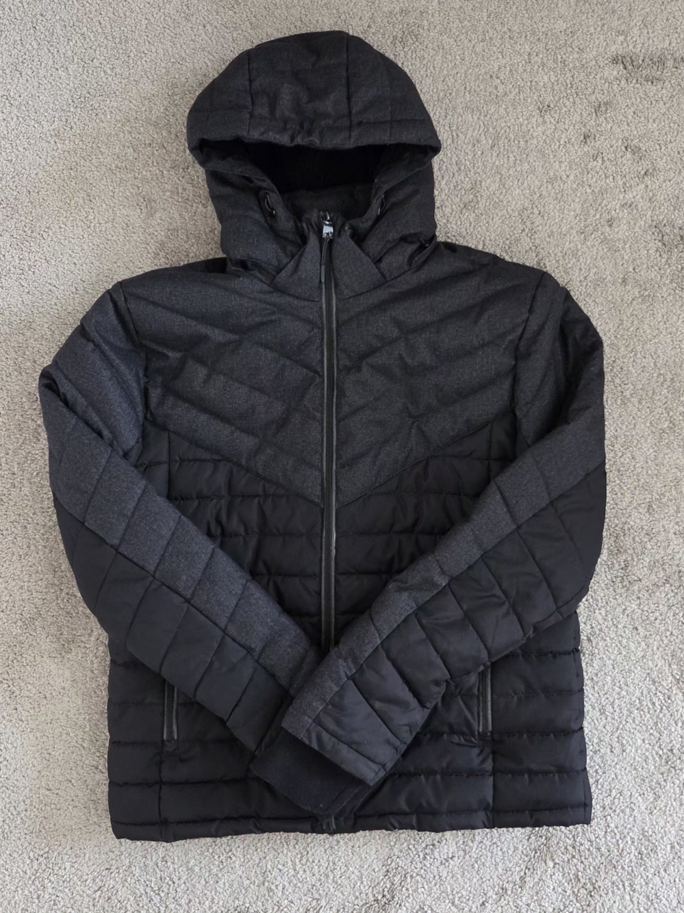 Vintage GUESS Charcoal Hooded Puffer Coat Men's L